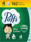 Puffs Plus Lotion with Vicks Facial Tissues, 4 Cubes, 48 Tissues per Box (192 Tissues)