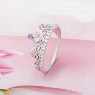 Women's Fashion Pink Zircon Crown Ring