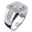 Men's Simple Silver Square Diamond Ring