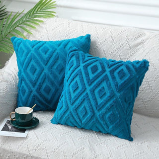 Buy sapphire Rhombus Cut Flower Nordic Style Sofa Living Room Office Pillow