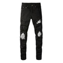 Men's Slim-fit Ripped Silver Patch Jeans