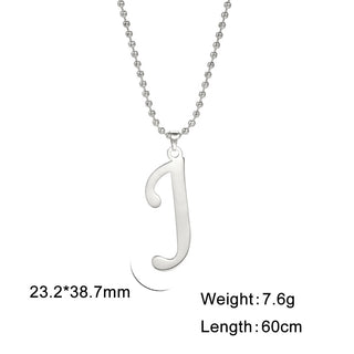 Buy j Polished Cut Steel Color 26 Letters Pendant Stainless Steel Necklace