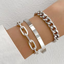 Punk Flat Snake Bones Chain Multi-layer Thick Straps Bracelet Suit