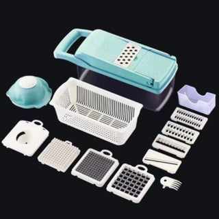 Buy blue-with-white 12 In 1 Manual Vegetable Chopper Kitchen Gadgets Food Chopper Onion Cutter Vegetable Slicer