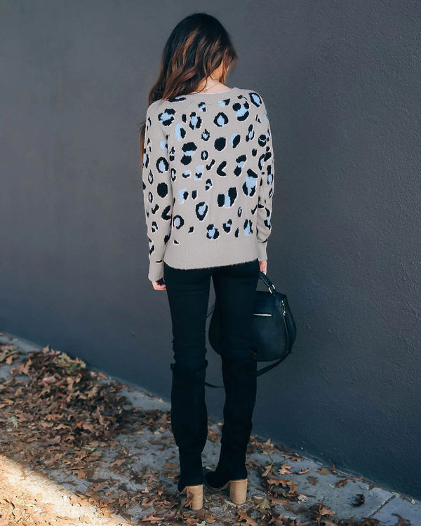 Women's Sweater Leopard Print Knitwear Base Clothing Sweater