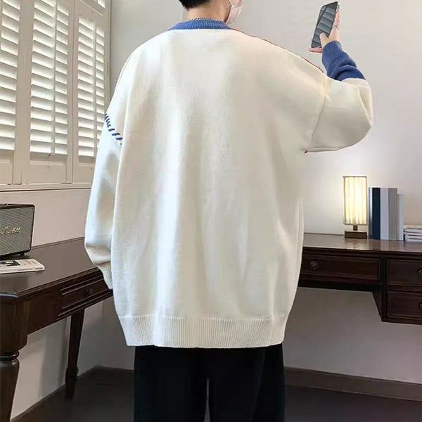 Men's Colorblock Pullover Knitted Winter Sweater