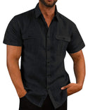 Men's Button Short Sleeve Double Pocket Shirt