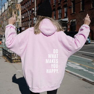 Buy pink-2 Women&#39;s Loose Sport Hoodie Do What Makes You Happy Print Sweatshirt