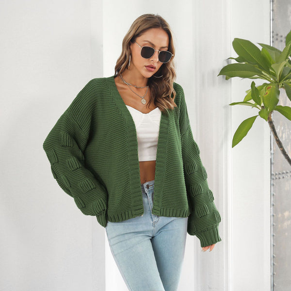 Women's Puff Sleeve Cardigan Sweater