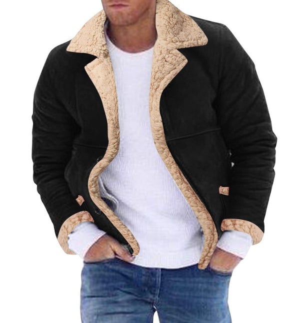 Men's Fur Integrated Fleece-lined Padded Jacket