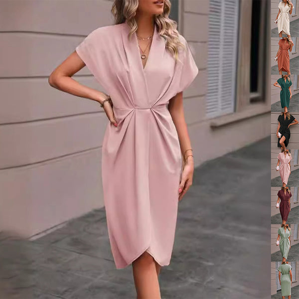 Women's V-neck Batwing Sleeve Dress