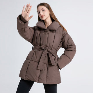 Buy brown Plus Size Women&#39;s Mid-length Down Cotton-padded Jacket Thickened