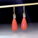 Fashion Salmon Coral Red And Rhinestone Earrings