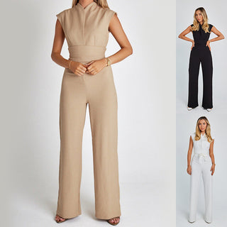 Elegant Tailored Sleeveless Wide-Leg Jumpsuit