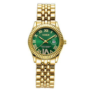 Buy green-surface Children&#39;s Fashion Casual Alloy Belt Calendar Quartz Watch