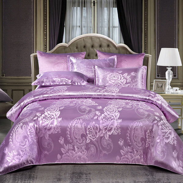 European Light Luxury Wedding Satin Jacquard Four-piece Set