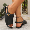 Women Fashion Solid Peep-toe Sandals With Back-strap