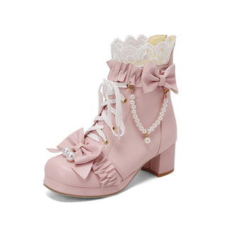 Buy pink Sweet Bow Beaded Women&#39;s Boots