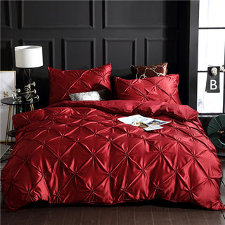 Buy wine-red Three-piece Solid Color Bed Sheet Duvet Cover