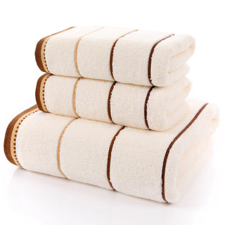 Buy white-three-sections Cotton Three-piece Towel Veneer Cloth Thickened Hotel Bath Towel Embroidery