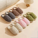 Unisex Home Fuzzy Winter Plush Anti-Skid Soft Soled Cotton Slippers
