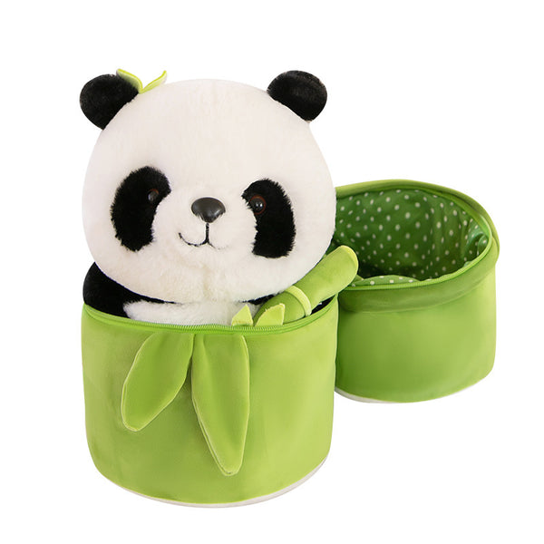 Simulated Bamboo Tube Flower Panda Pillow