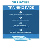 Vibrant Life Training Pads – Super Absorbent, Leak Proof, & Fast Dry Dog and Puppy Pee Pads – L 22 in x 22 in, 14 Count