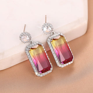 Buy e3581-white-gold-color Earrings Women&#39;s Colorful Eye-catching Geometric Ornament