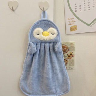 Buy blue-penguinsmall-towel Towels Can Hang Coral Fleece Absorbent Towels To Wipe Face Bathroom Children