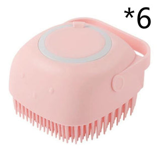 Buy pink-6pcs Silicone Dog Bath Massage Gloves Brush Pet Cat Bathroom Cleaning Tool Comb Brush For Dog Can Pour Shampoo Dog Grooming Supplies