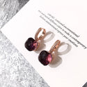 Classic Candy Color Earrings Inlay Transparent Zircon Crystal Earrings Platinum Plated Fashion Jewelry For Women Jewelry