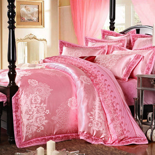 Buy dark-pink Four-piece Bed Full Cotton 1.5m1.8m Linen And Duvet Cover