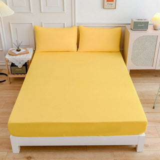 Buy lemon-yellow Students Cotton Bed Sheets Fitted Sheet Pillow Case