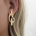 European And American Minimal Art Cold Knotted Bends And Hitches Mosquito Coil Ear Studs