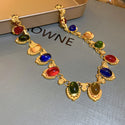 Mid-ancient Elegant Color Oval Necklace  Style Retro