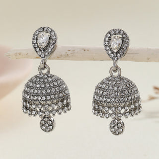 Buy heart-shaped-silver Bohemian Style Heart-shaped Diamond Bell-shaped Earrings