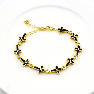 Buy black Cross Unique Gold-plated Zircon Bracelet