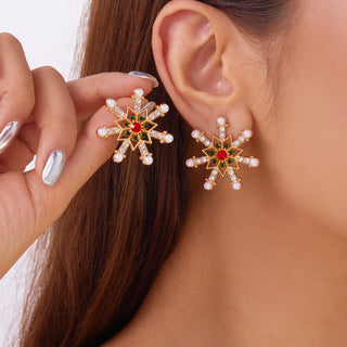 Buy 1-style New Christmas Series Earrings For Women Rhinestone Pearl