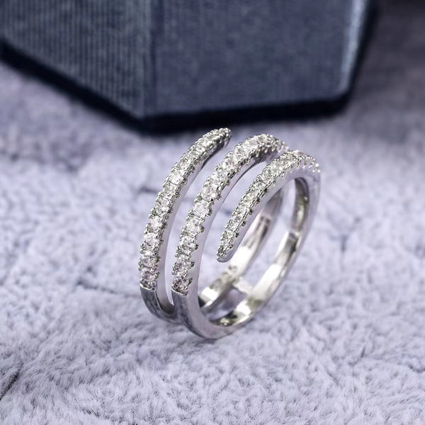 Creative Micro-inlaid Diamond Ring Female Three Rings