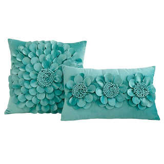 Buy cyan French Entry Lux Heavy Industry 3D Solid Color Pillowcase