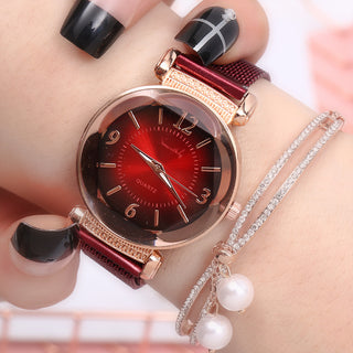 Buy red2 Neutral Watch Ladies Simple Fashion Steel Belt Quartz