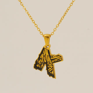 Buy gold-k Letter Necklace Titanium Steel No Fading Women