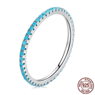 Buy blue 925 Silver European And American Simple Ring