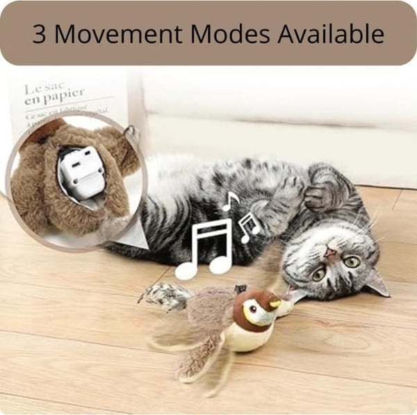 Interactive Chirping Bird Cat Toy, New Flying Interactive Flapping Chirping Bird Cat Toy, Flapping Bird Cat Toy For Indoor Bored Cats, Flapping Bird Cat Toy