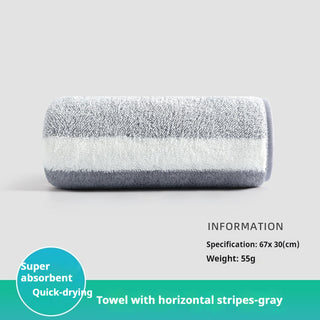 Buy striped-gray Towel Coral Fleece Household Face Towel