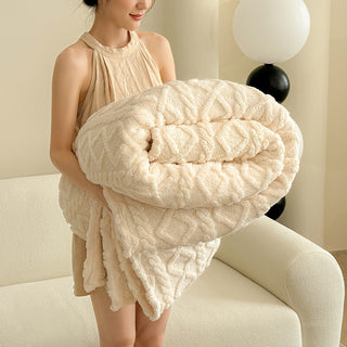 Buy beige Single-layer Double-sided Tower Velvet Blanket Lunch Break Sofa Cover Blanket