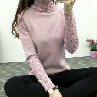 Buy pink Women&#39;s Turtleneck Sweater Pullover Thickened