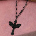 Creative Dark Punk Cross Moth Necklace