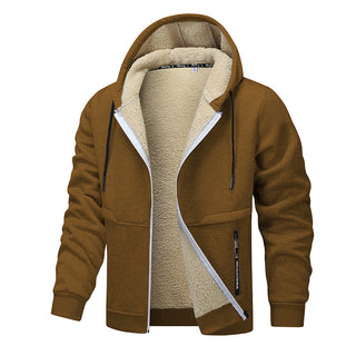 Buy brown Men's Fashion Lambswool Thickened Coat Sweatshirt
