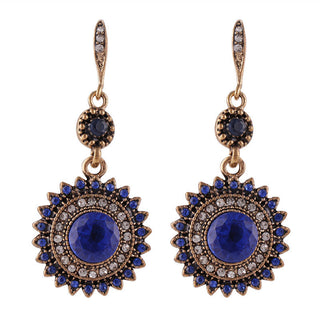 Buy ancient-goldsapphire-blue Vintage Ethnic Bohemian Sun Flower Earrings